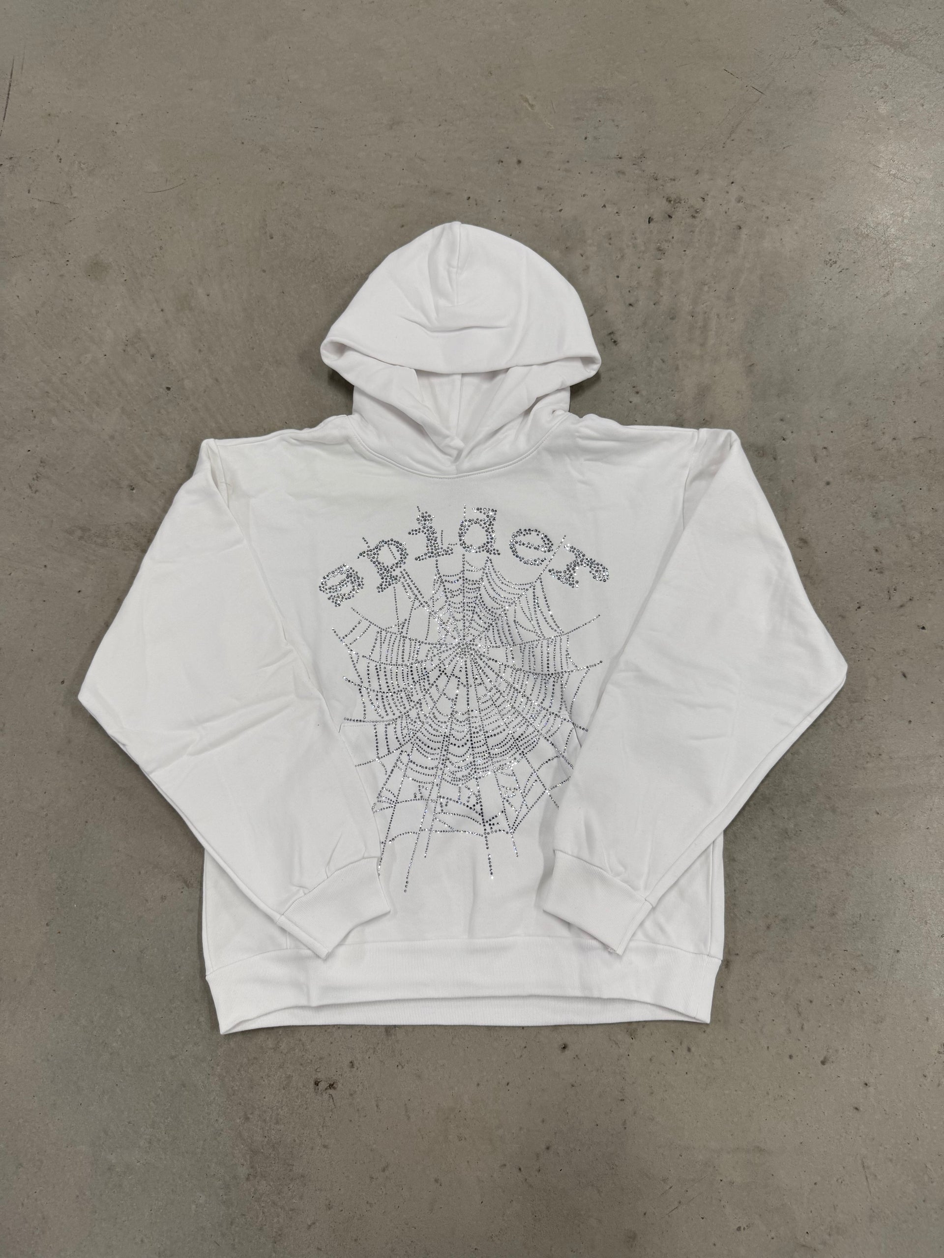 Sp5der “White Rhinestone” Hoodie