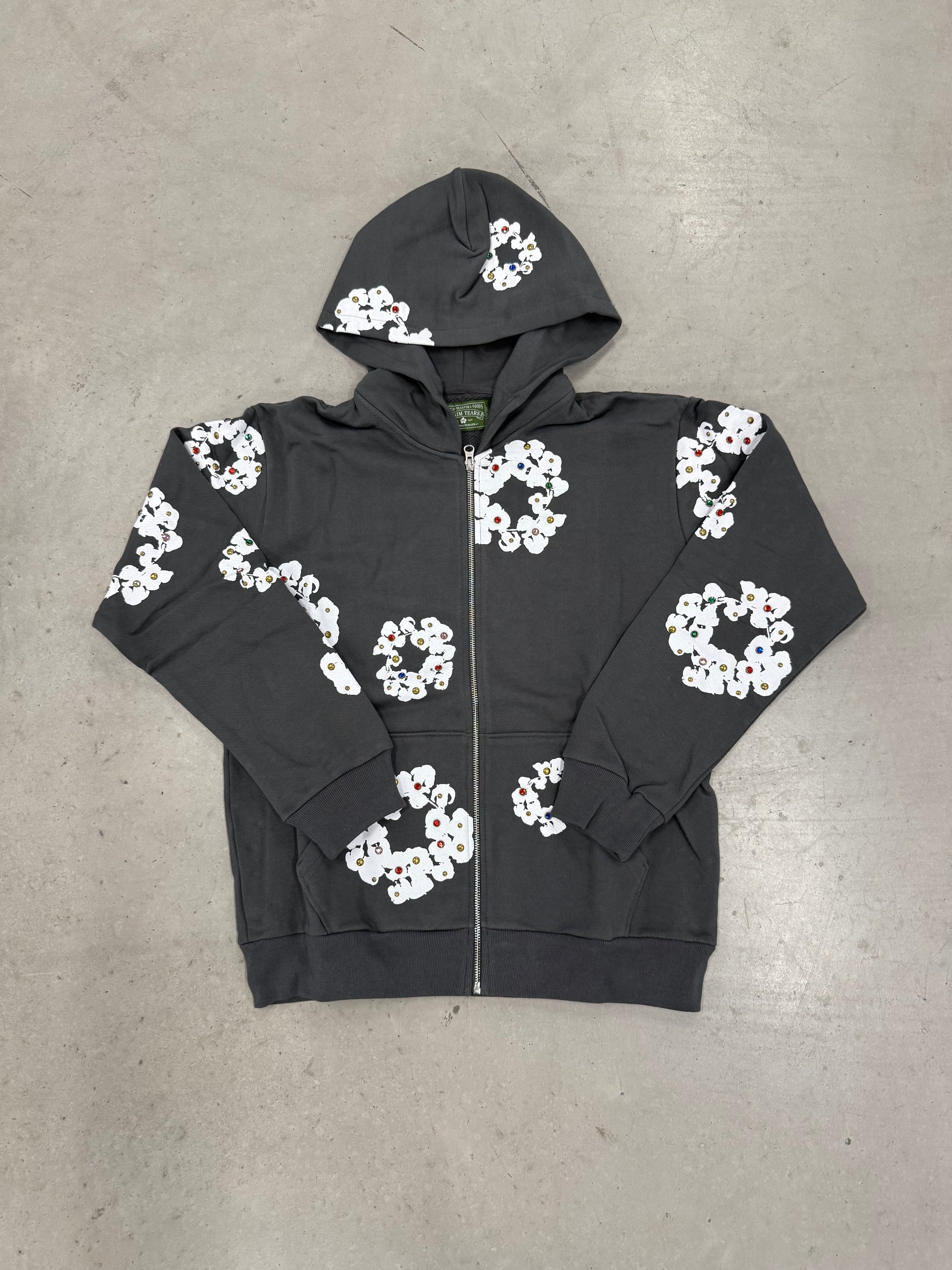Denim Tears “Vintage Black Rhinestone Zip-up” Hoodie
