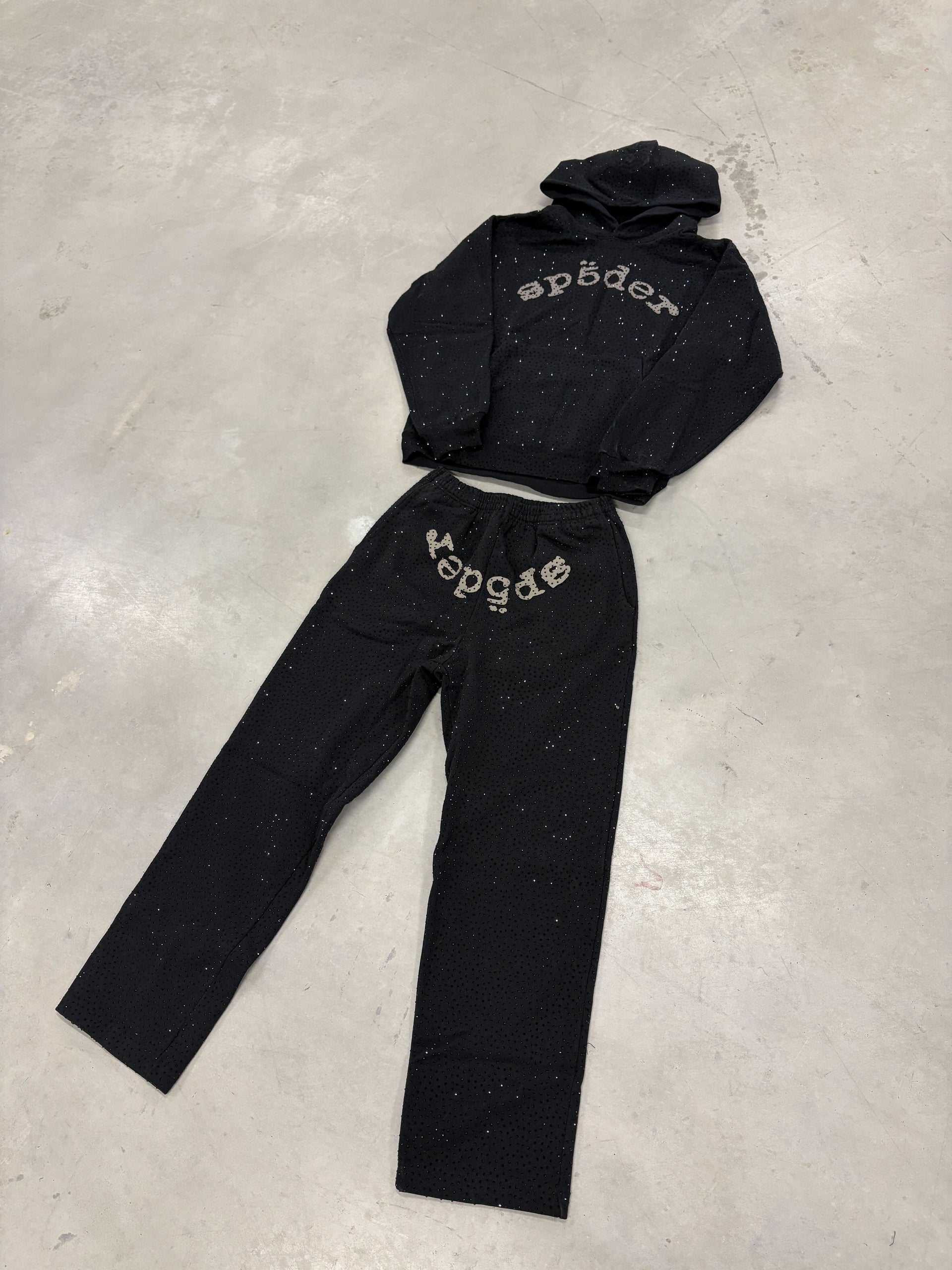 Sp5der "VVS Black" Open Cut Tracksuit