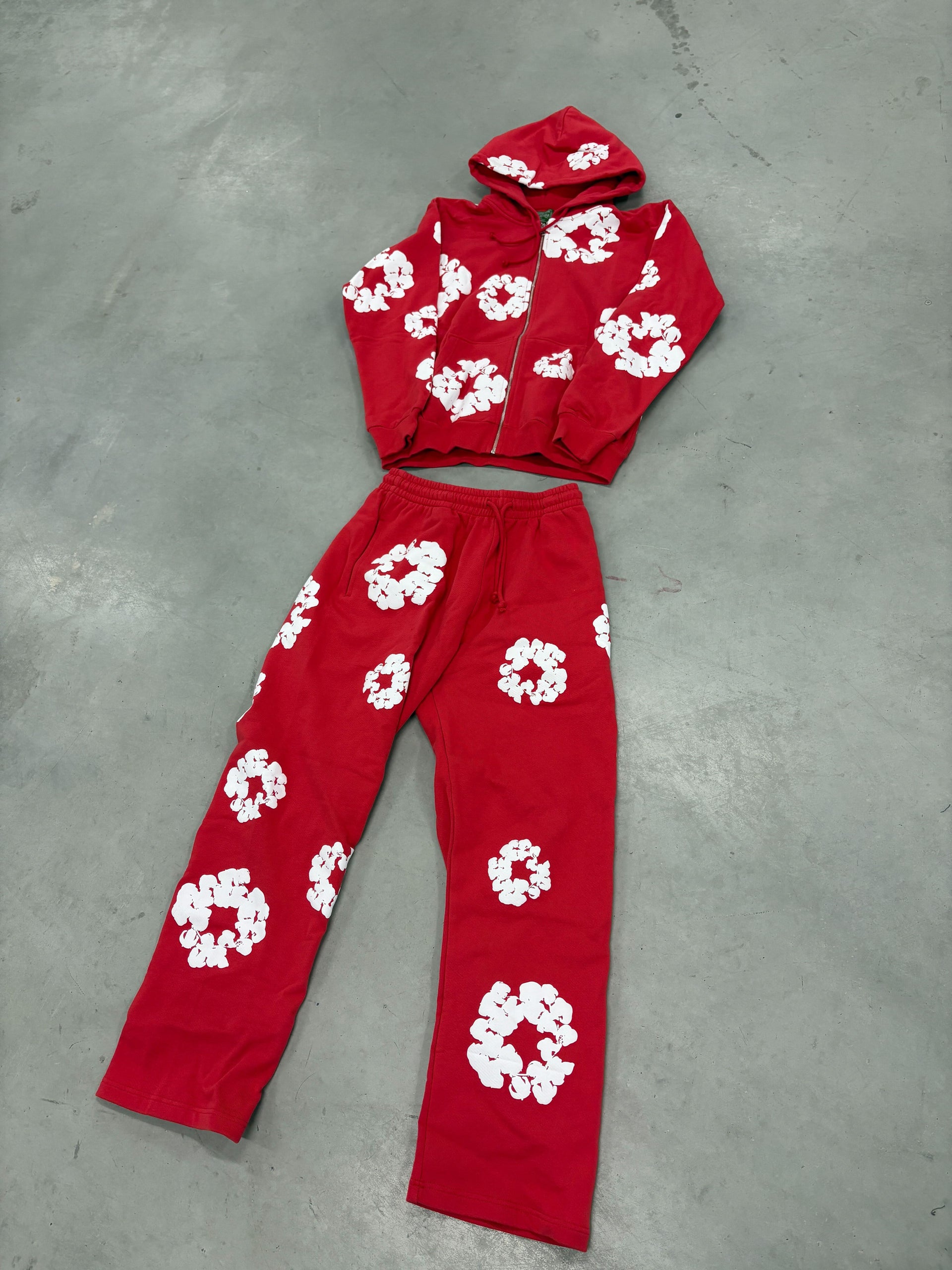 Denim Tears "Red Zip up Open Cut" Tracksuit