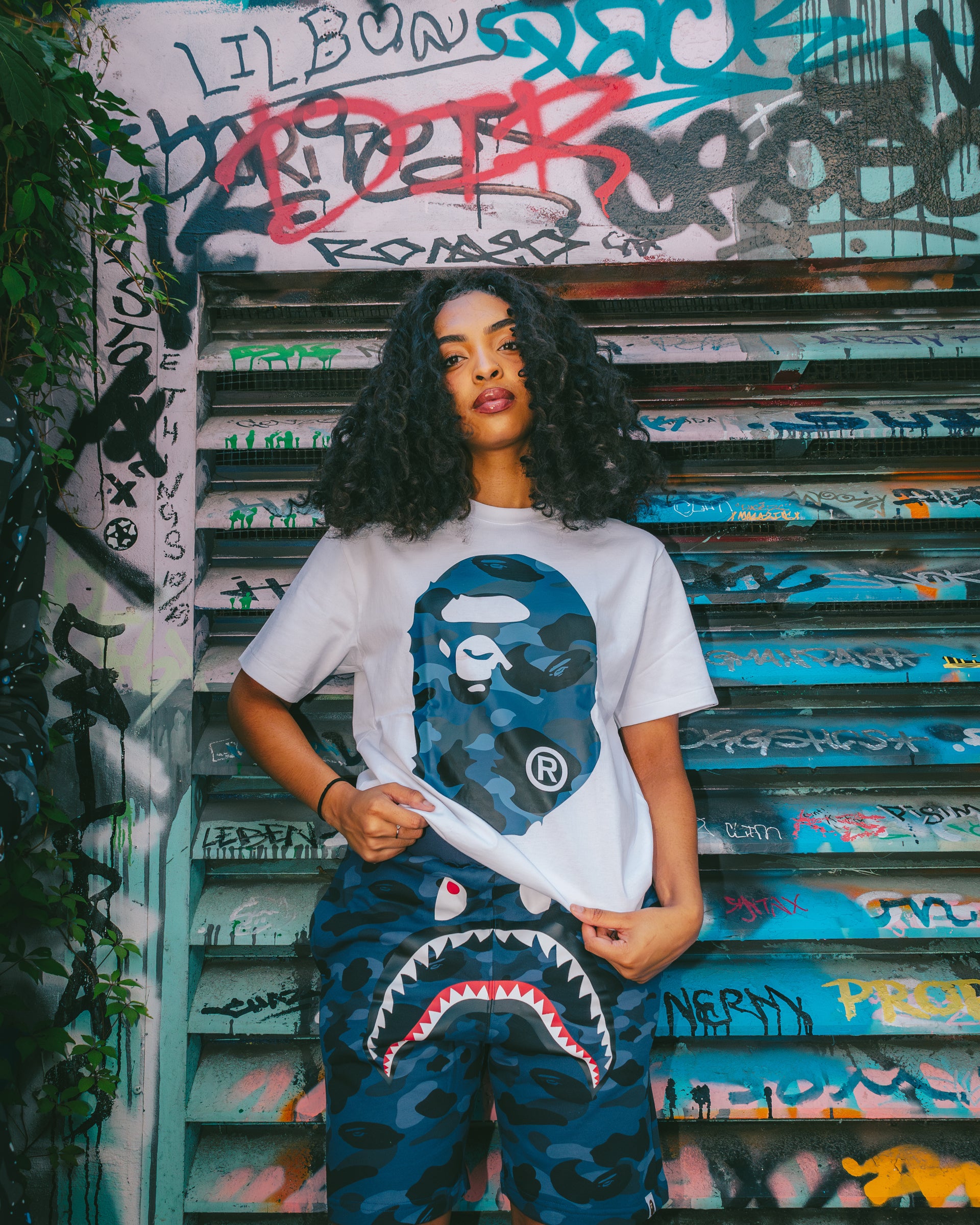Bape " Blue  Camo Print White" Shirt