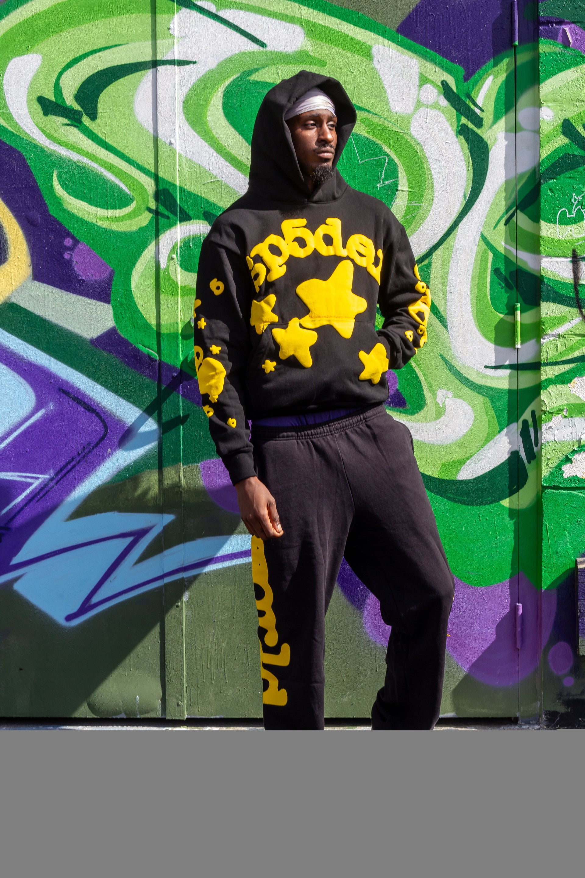 Sp5der “Black and Yellow Beluga” Hoodie